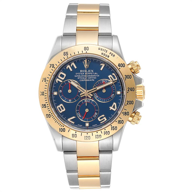 Rolex Daytona Steel Yellow Gold Blue Racing Dial Mens Watch 116523