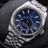 Sky Dweller Blue Dial 18K White Gold Bezel Steel Jubilee Men's Watch 326934