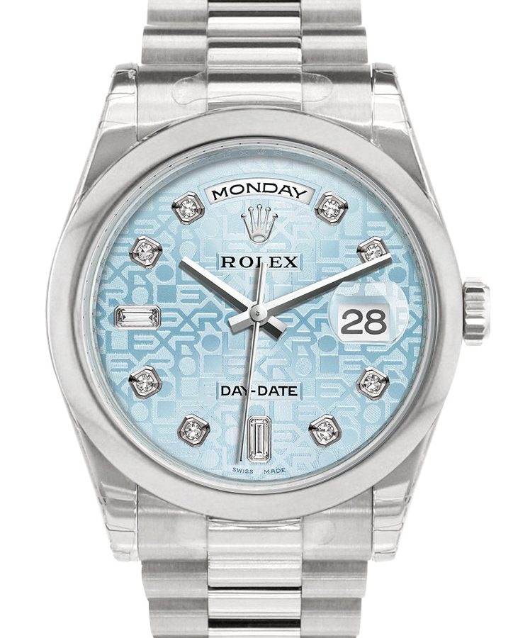 Day Date 36 Ice Blue Jubilee design set with diamonds Dial President Men's Watch 118206