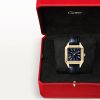 Santos-Dumont Large 18ct Yellow Gold Blue Dial Strap Watch