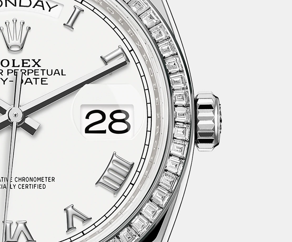 Rolex Day-Date, 36mm, Platinum and Diamonds, Ref# 128396tbr-0010