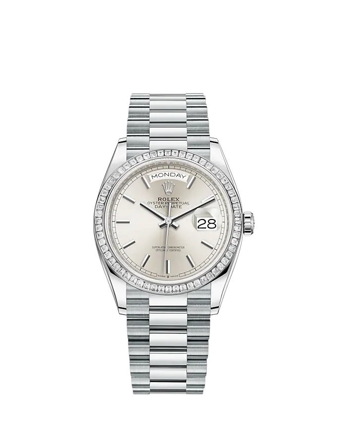 Rolex Day-Date, 36mm, Platinum and Diamonds, Ref# 128396tbr-0004