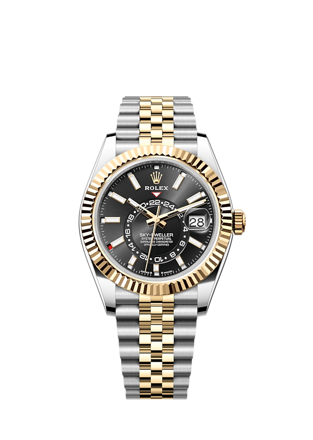 Rolex Sky-Dweller, 42mm, Oystersteel and 18k Yellow Gold, Black, Jubilee, Ref# 336933-0004