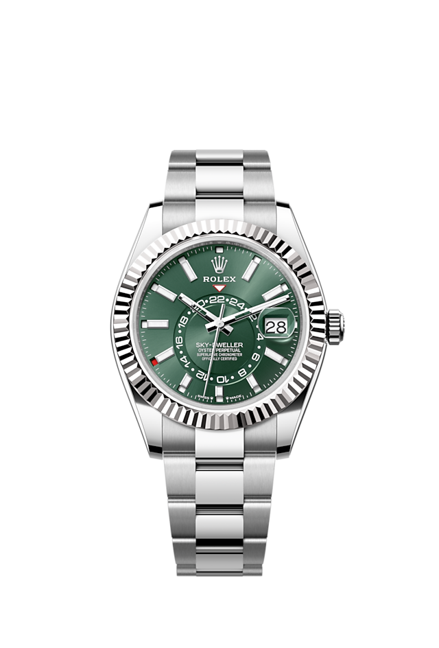 Rolex Sky-Dweller, 42mm, Oystersteel and 18k White Gold, Green, Oyster, Ref# 336934-0001