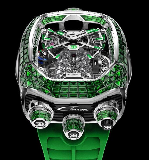 Jacob & Co. BUGATTI CHIRON TOURBILLON BAGUETTE TSAVORITE BU800.30.BE.UA.ABRUA Watch Replica Jacob and Co Watch Price