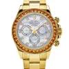 Rolex Daytona Yellow Gold Orange Sapphire Bezel MOP 116578SACO