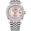 Rolex Datejust Pink Roman Numeral Dial Diamond Bezel 36mm 126284RBR