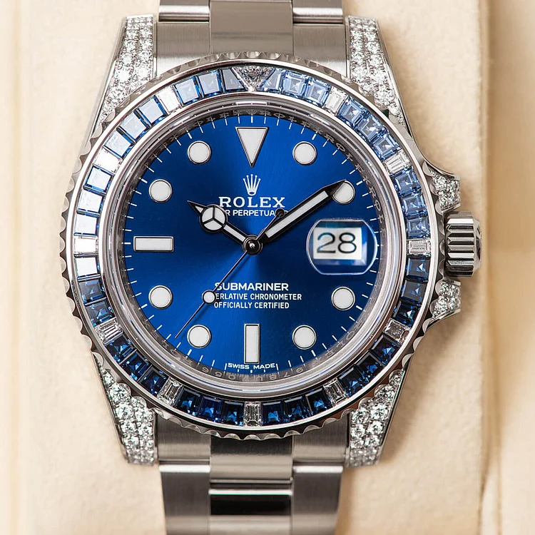 Rolex Submariner Date 116659 SABR 18K White Gold Diamonds Sapphires UNWORN