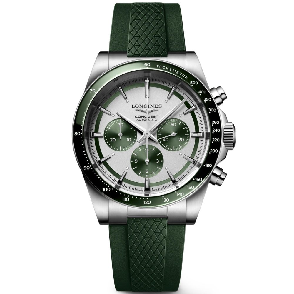 Conquest Chronograph 42mm Silver/Green Dial Automatic Watch