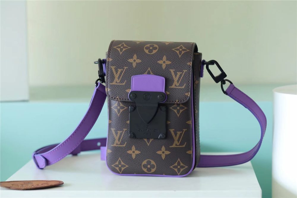 Louis Vuitton S-Lock Vertical Wearable Wallet Monogram Macassar Purple For Men, Men's Bags, Shoulder And Crossbody Bags 7.5in/19cm LV - Crozus