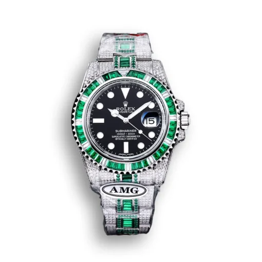 Rolex Submariner Iced Out Ref.116610LV 40mm Black Dial Green Bezel