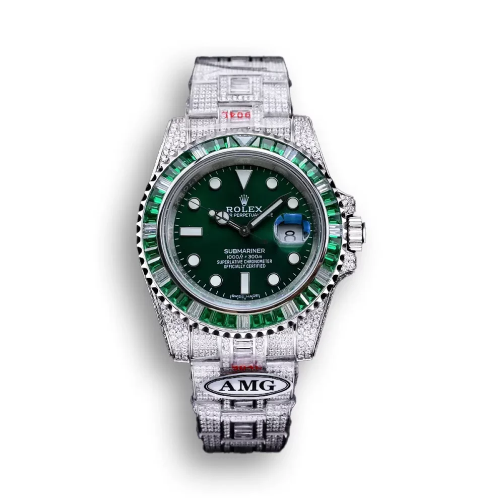 Rolex Submariner Iced Out Ref.116610LV Green Dial 40mm Green Bezel