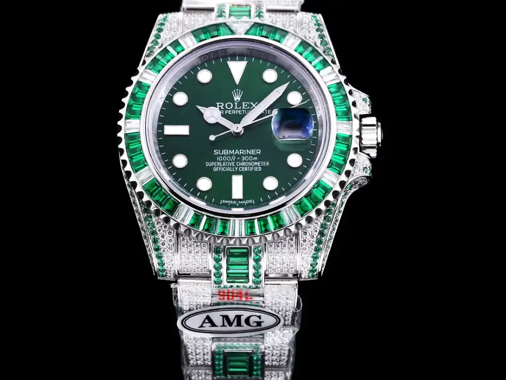 Rolex Submariner Iced Out Ref.116610LV 40mm Green Diamond Bezel