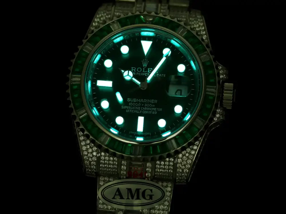 Rolex Submariner Iced Out Ref.116610LV 40mm Green Diamond Bezel