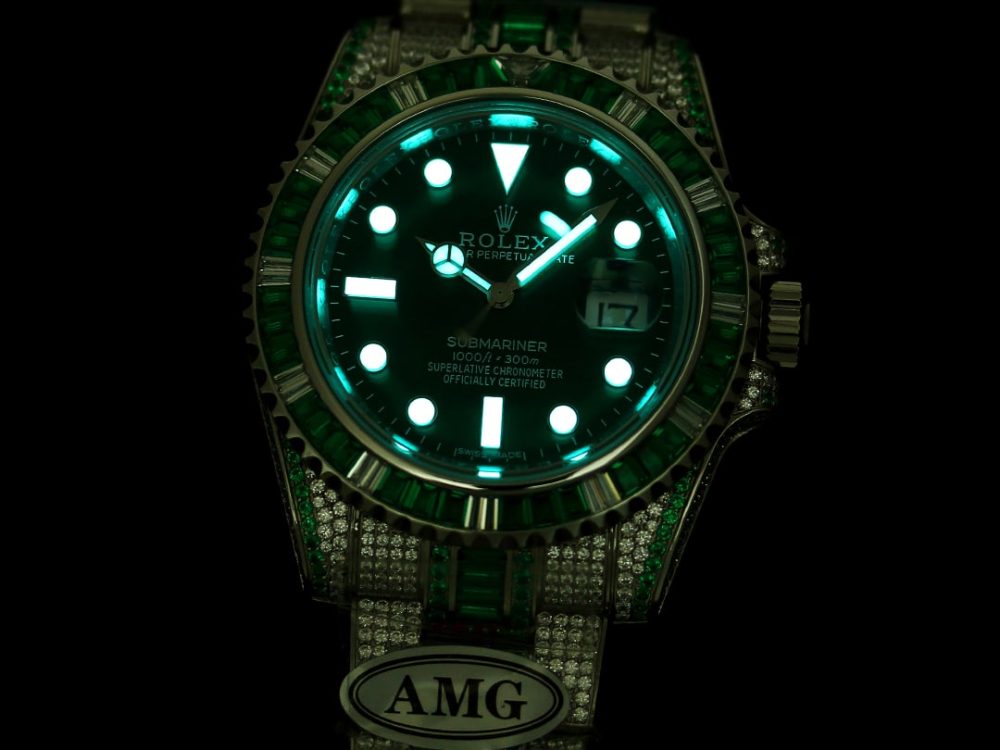 Rolex Submariner Iced Out Ref.116610LV 40mm Green Dial Green Bezel