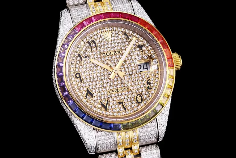 Rolex Datejust Ref.126300 41mm Arabic Dial Full-Diamond Rainbow