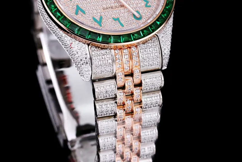 Rolex Datejust Ref.126300 41mm Arabic Dial Full-Diamond Green Bezel