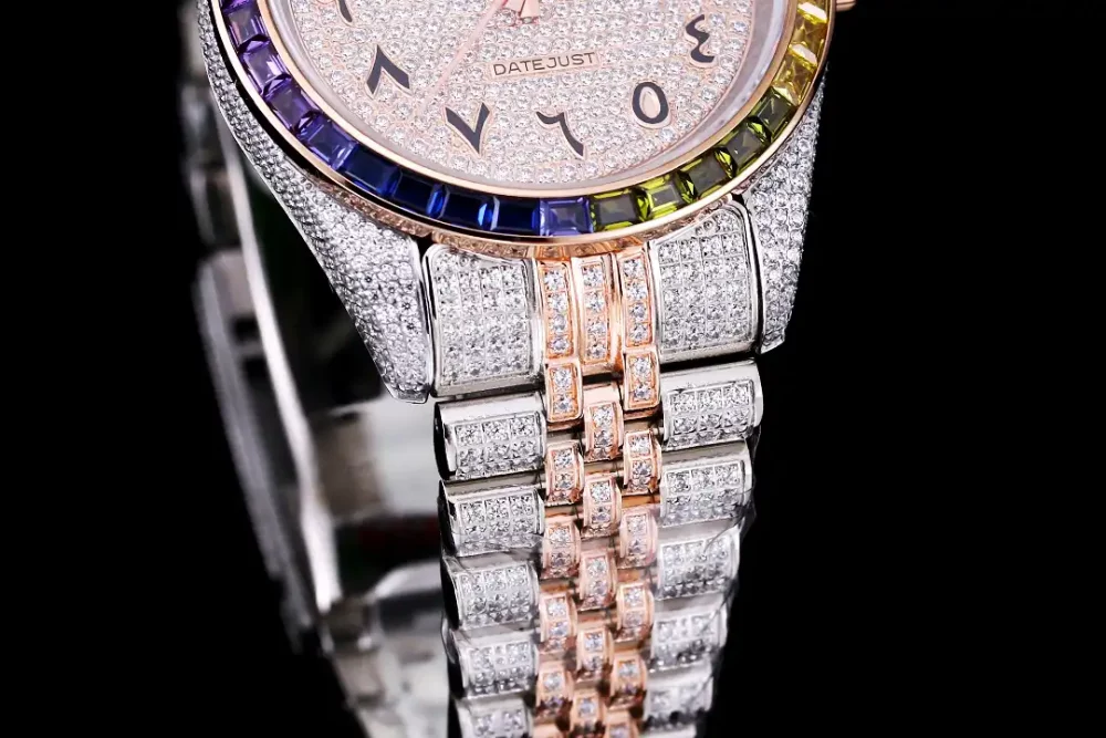 Rolex Datejust Ref.126300 41mm Arabic Dial Full-Diamond Rainbow Bezel