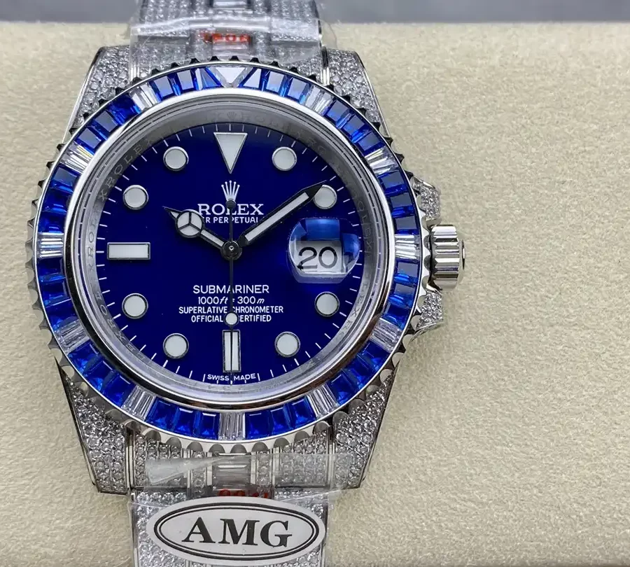 Rolex Submariner Iced Out Ref.116619LB Blue Dial Blue Bezel