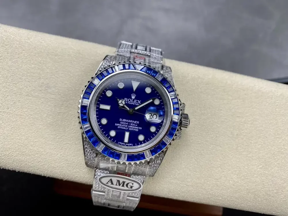 Rolex Submariner Iced Out Ref.116619LB Blue Dial Blue Bezel