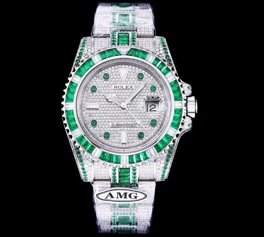 Rolex Submariner Iced Out Ref.116610LN Green-White Bezel