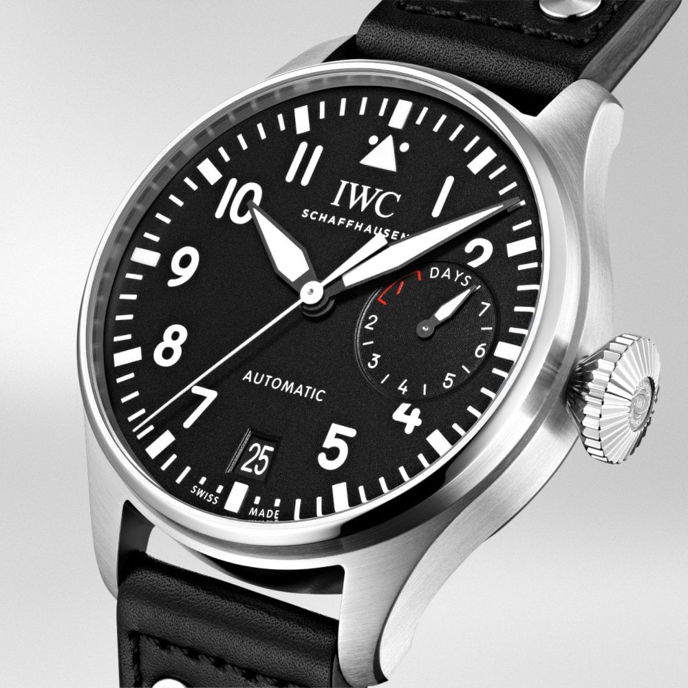 Big Pilot's 46mm Black Dial Men's Leather Strap Watch