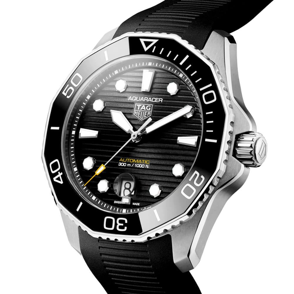 Aquaracer 43mm Black Dial & Ceramic Bezel Men's Automatic Strap Watch