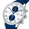 Portugieser 41mm Silver/Blue Dial Chronograph Rubber Strap Watch