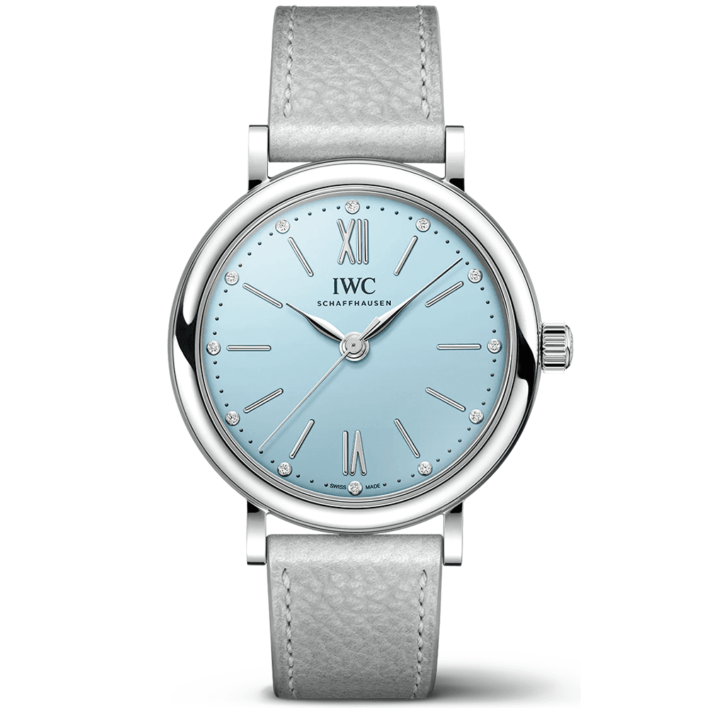 Portofino 34mm Powder Blue Diamond Dial Ladies Strap Watch