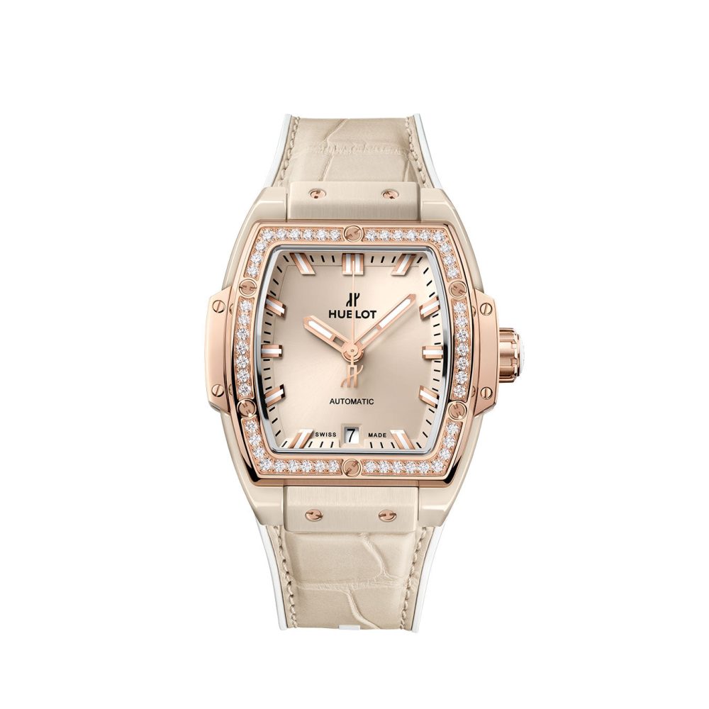 Hublot Spirit of Big Bang BEIGE CERAMIC KING GOLD DIAMONDS Ref# 665.CZ.898B.LR.1204