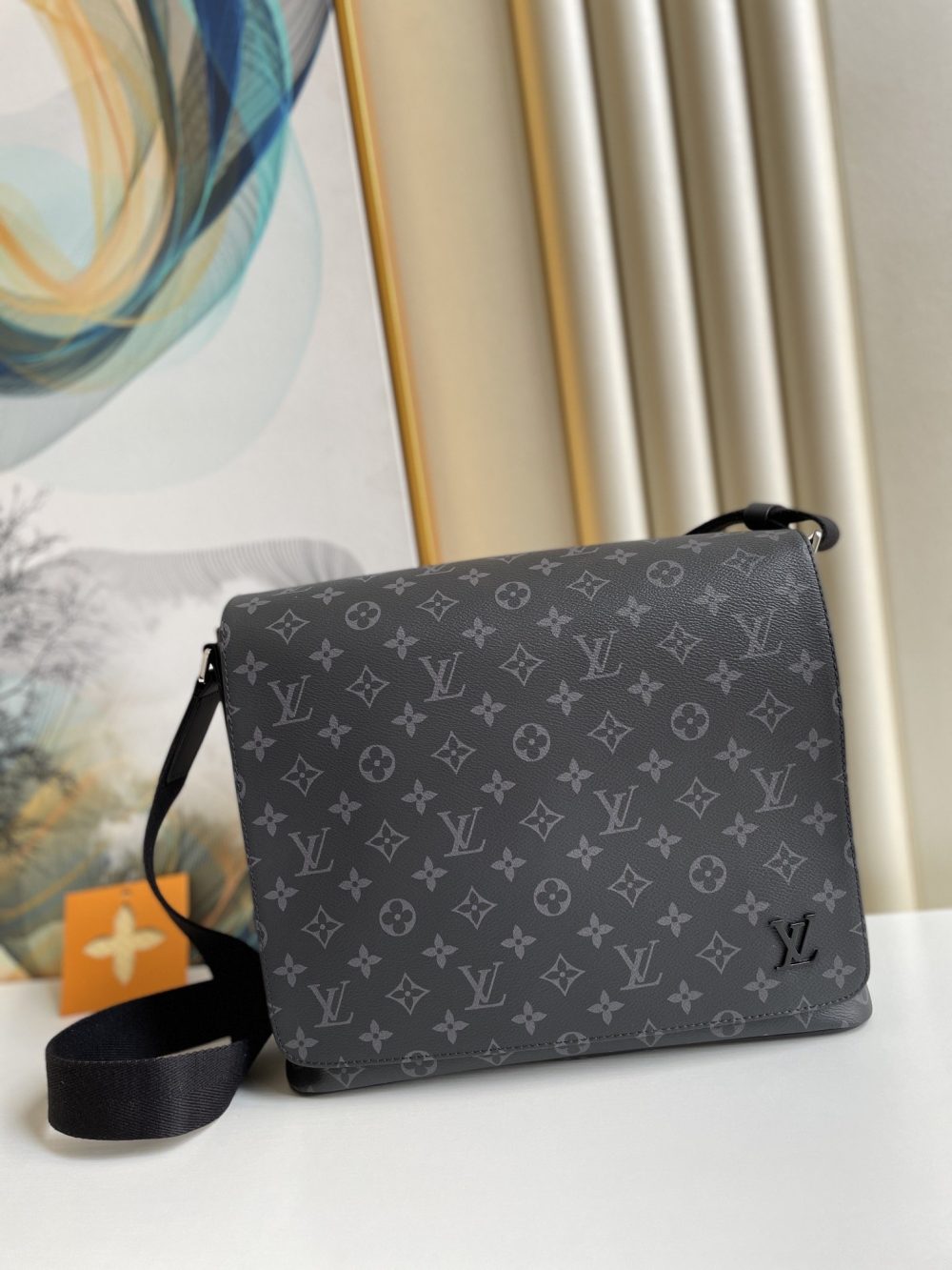 Louis Vuitton District MM Monogram Eclipse Canvas For Men, Men's Bags, Shoulder And Crossbody Bags 12.2in/31cm LV M44001 - Crozus