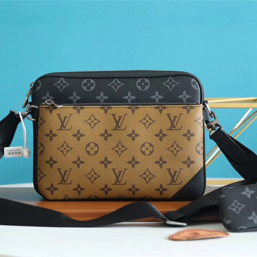 Louis Vuitton Trio Messenger Monogram Eclipse and Monogram Canvas For Men, Men's Bags, Shoulder And Crossbody Bags 9.5in/25cm LV - Crozus