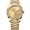 Rolex Day-Date 40 Presidential Champagne dial, Fluted Bezel, President bracelet, Yellow gold Watch