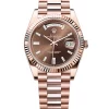 Rolex Day-Date 40 Presidential Sundust Baguette Diamond Dial 18K Everose Gold Automatic Men's Watch