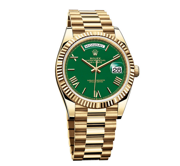 The Rolex Day-Date 40 With Green Lacquered Dial 228238