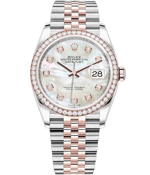 Rolex Datejust 126281RBR MOP Diamond Jubilee 36mm Steel and Rose Gold Watch