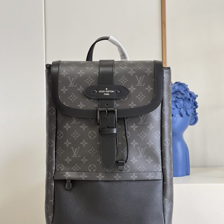 Louis Vuitton Saumur Backpack Monogram Eclipse Canvas For Men, Men's Bags 42cm LV M45913 - Crozus