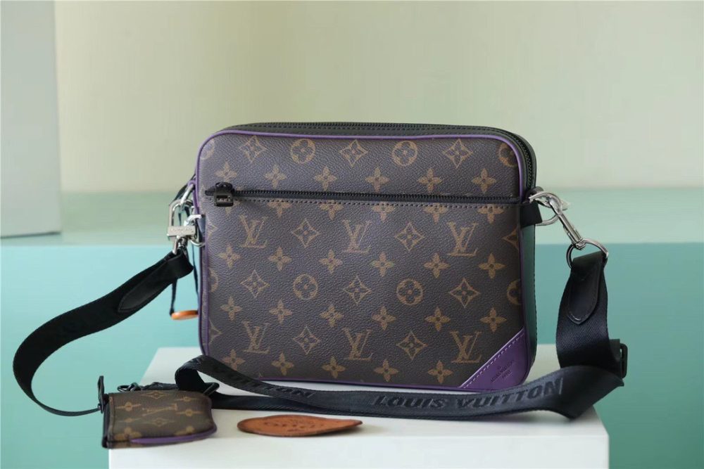 Louis Vuitton Trio Messenger Monogram Macassar Canvas By Virgil Abloh’s Purple For Men, Men's Bags, Shoulder And Crossbody Bags 9.5in/25cm LV M46266 - Crozus