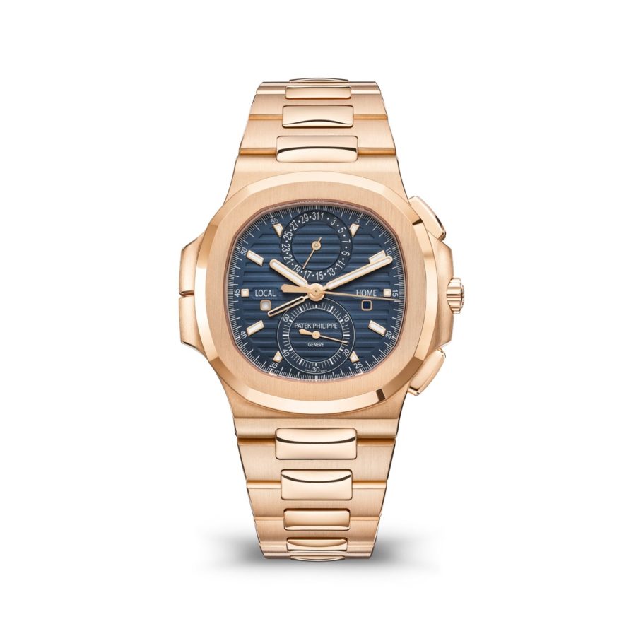 Patek Philippe Nautilus Travel Time Chronograph Watch, 18k Rose Gold, 40,5 mm, Ref# 5990/1R-001