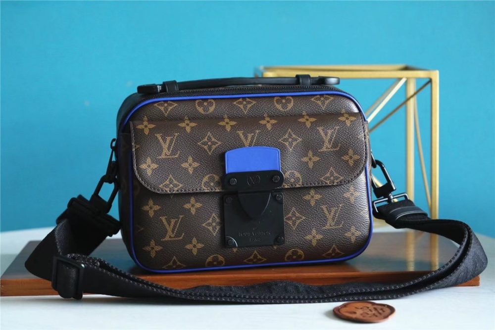 Louis Vuitton S-Lock Messenger Monogram Macassar By Virgil Abloh’s Blue For Men, Men's Bags, Shoulder And Crossbody Bags 8.7in/22cm LV  - Crozus