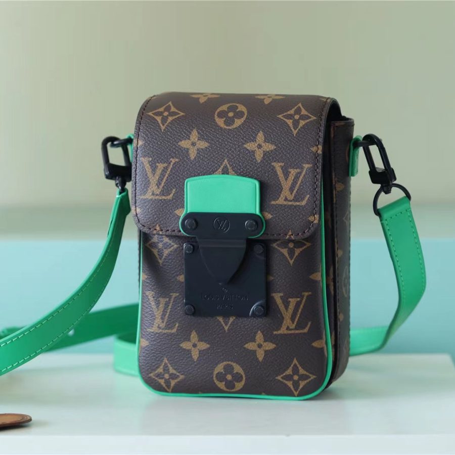 Louis Vuitton S-Lock Vertical Wearable Wallet Monogram Macassar Green For Men, Men's Bags, Shoulder And Crossbody Bags 7.5in/19cm LV - Crozus