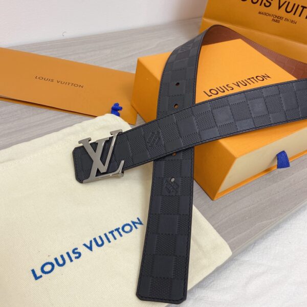 Louis Vuitton Initiales Reversible LV Belt in Damier Embossed with Silver Hardware LV Women Belt LV - Crozus