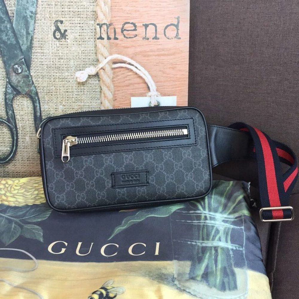 Gucci GG Black Belt Bag Black/Grey Soft GG Supreme Crafted For Men 9in/24cm GG 474293 K9RRN 1095 - Crozus