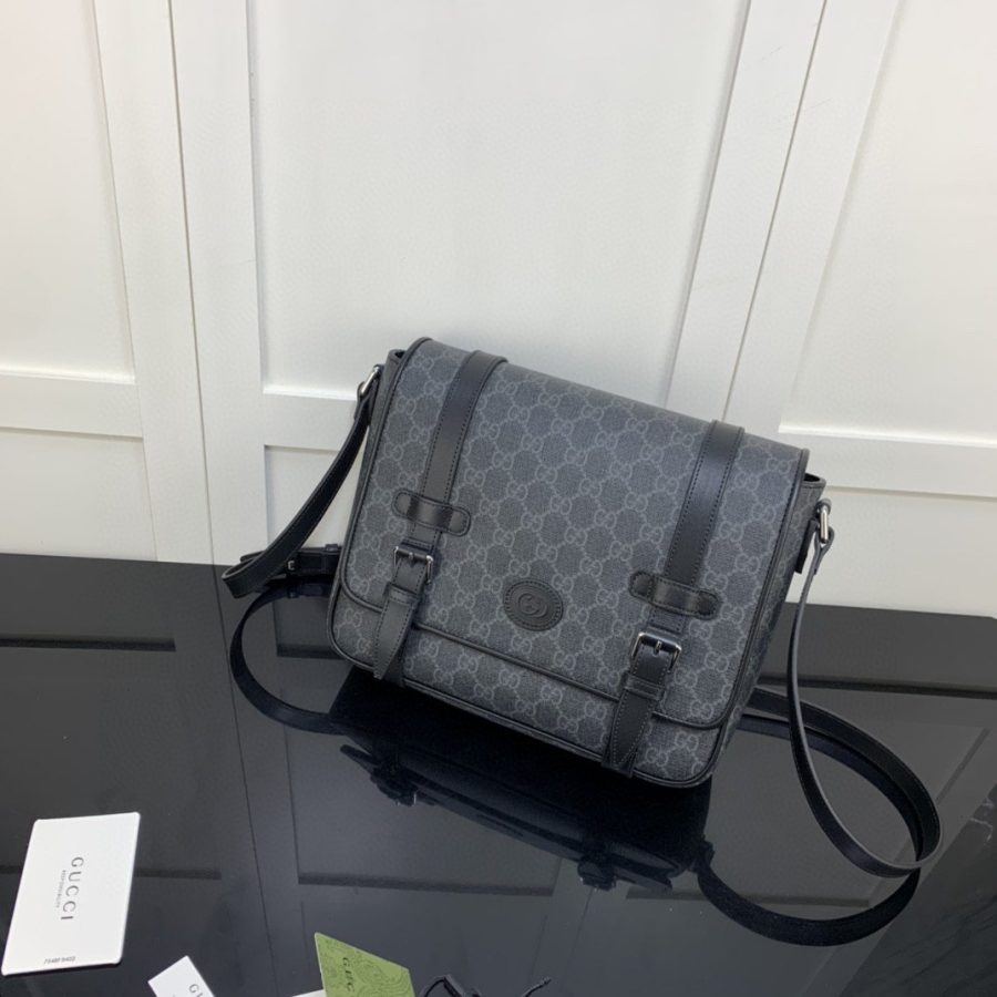 Gucci Messenger Bag Black For Men 11in/28cm GG ‎658542 KGDHN 1000 - Crozus