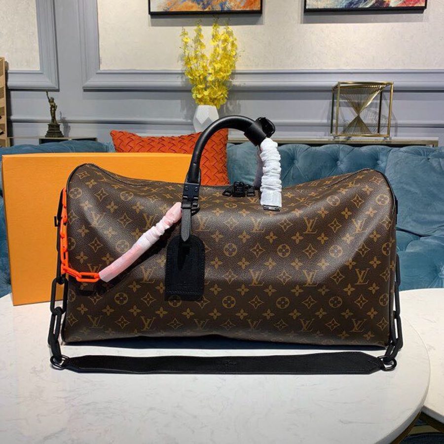 Louis Vuitton Keepall Bandouliere 50 Monogram Solar Ray Canvas Black/Orange By Virgil Abloh For Men, Men's Bags, Travel Bags 19.7in/50cm LV M44471 - Crozus