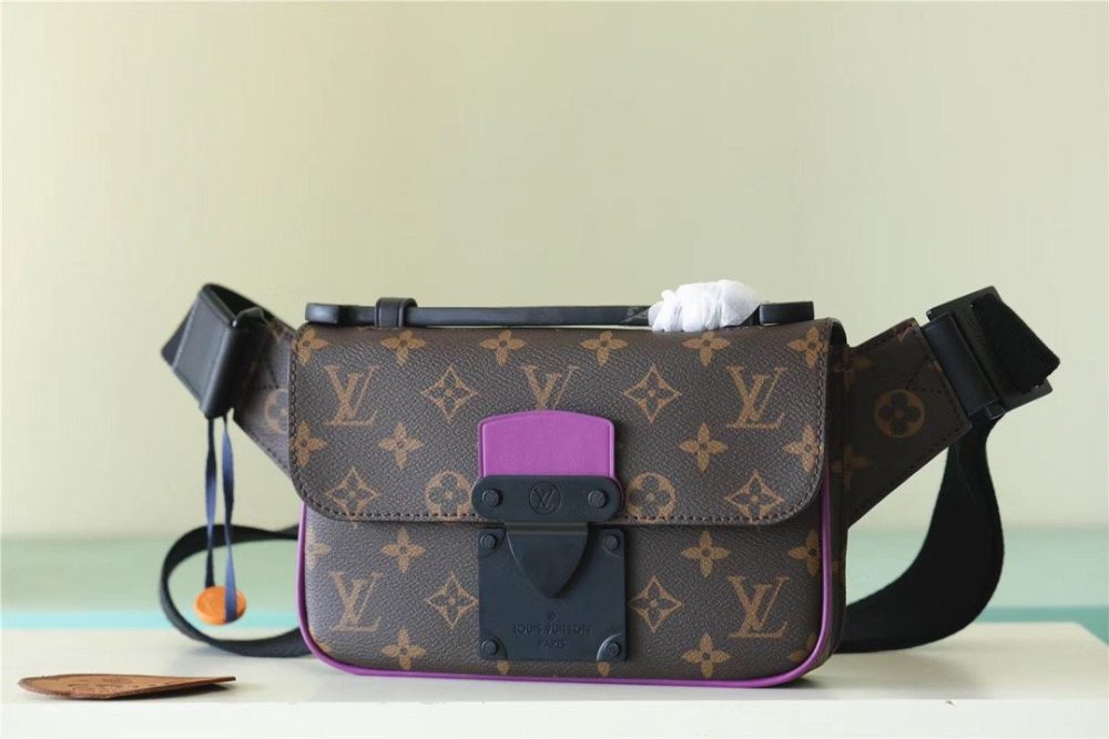 Louis Vuitton S-Lock Sling Monogram Macassar Purple For Men, Men's Bags, Crossbody Bags 8.3in/21cm LV M46245 - Crozus