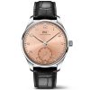 Portugieser 40mm Salmon Dial Men's Automatic Leather Strap Watch