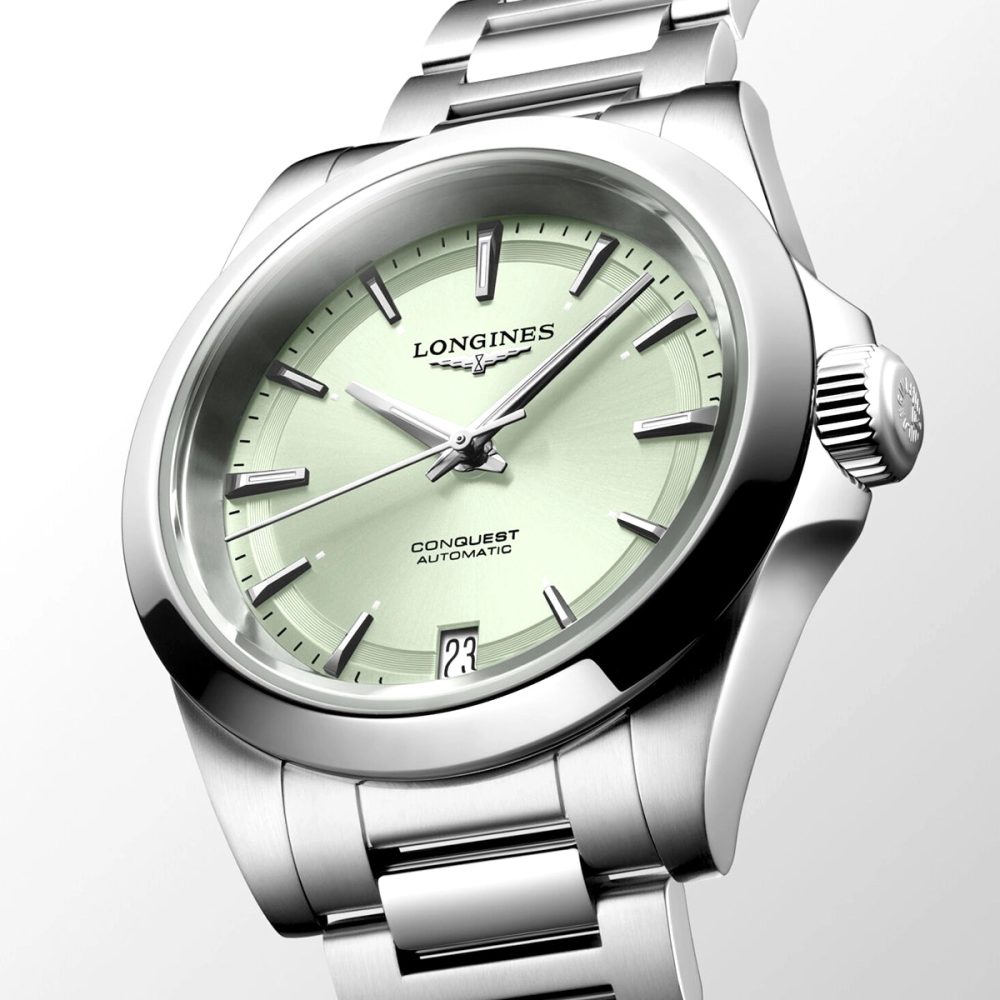 Conquest 34mm Green Sunray Dial Automatic Bracelet Watch