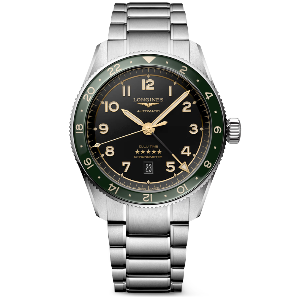 Spirit Zulu Time 42mm Anthracite Dial & Green Bezel Bracelet Watch