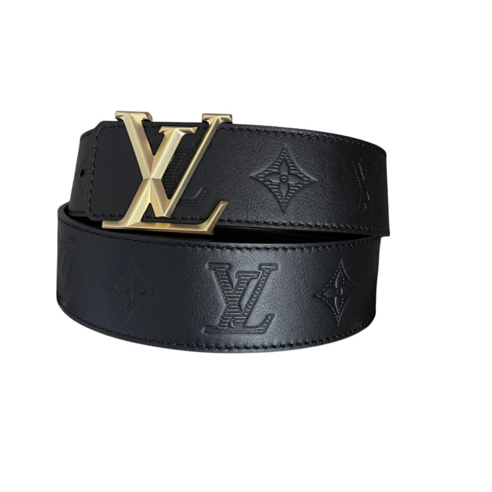 Louis Vuitton Gold Tone Buckle Monogram Belt Black For Women - Crozus